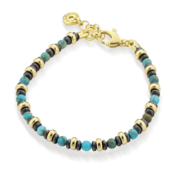 Bracciale Unisex Ananda.925 Turchese  Argento Dorato  A-QBR001.BR